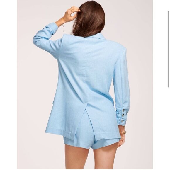 Ramy Brook Gianni Double Breasted Blazer Jacket in Blue Size 12 NWT - Picture 3 of 15